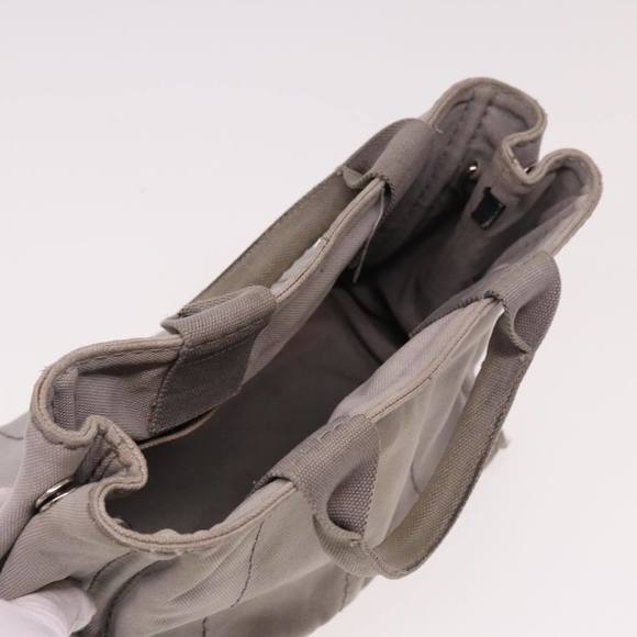 PRADA Canapa PM Hand Bag Canvas Gray Auth 78451 - Picture 6 of 16